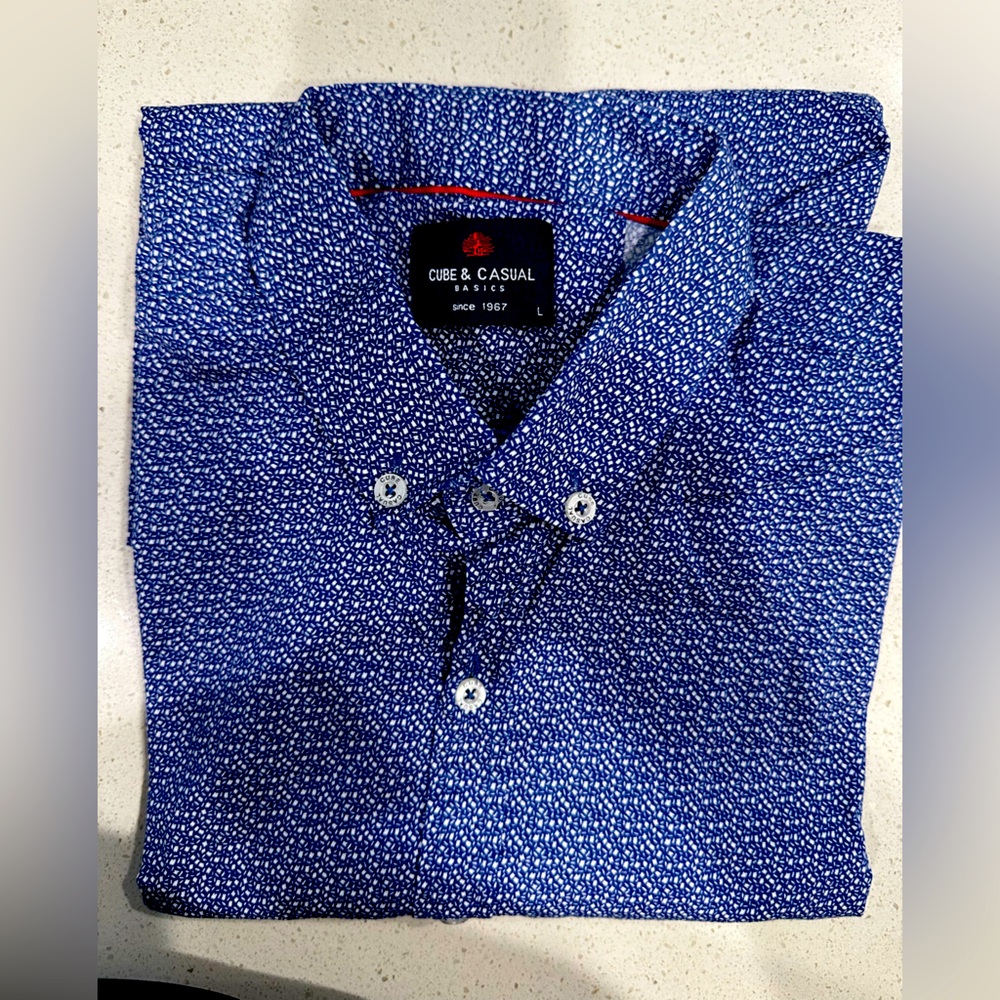 CUBE & CASUAL Men’s Shirt Size L/M  Blue Made in Turkey